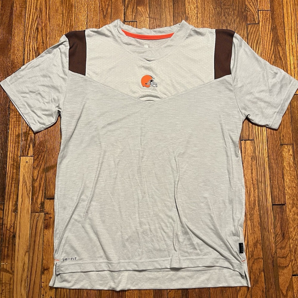 Nike On Field NFL Dri Fit T Shirt Cleveland Browns Gray Size XL